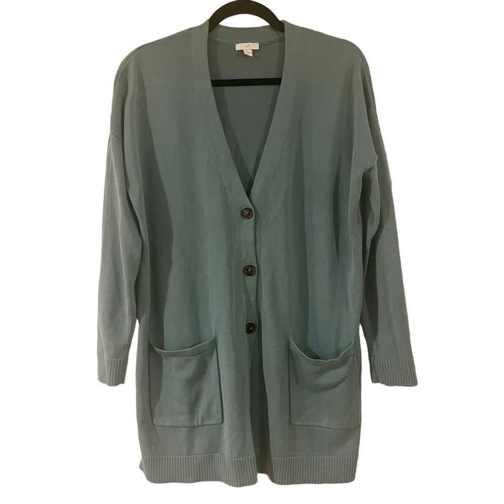 J. Jill teal green vneck button closure cardigan